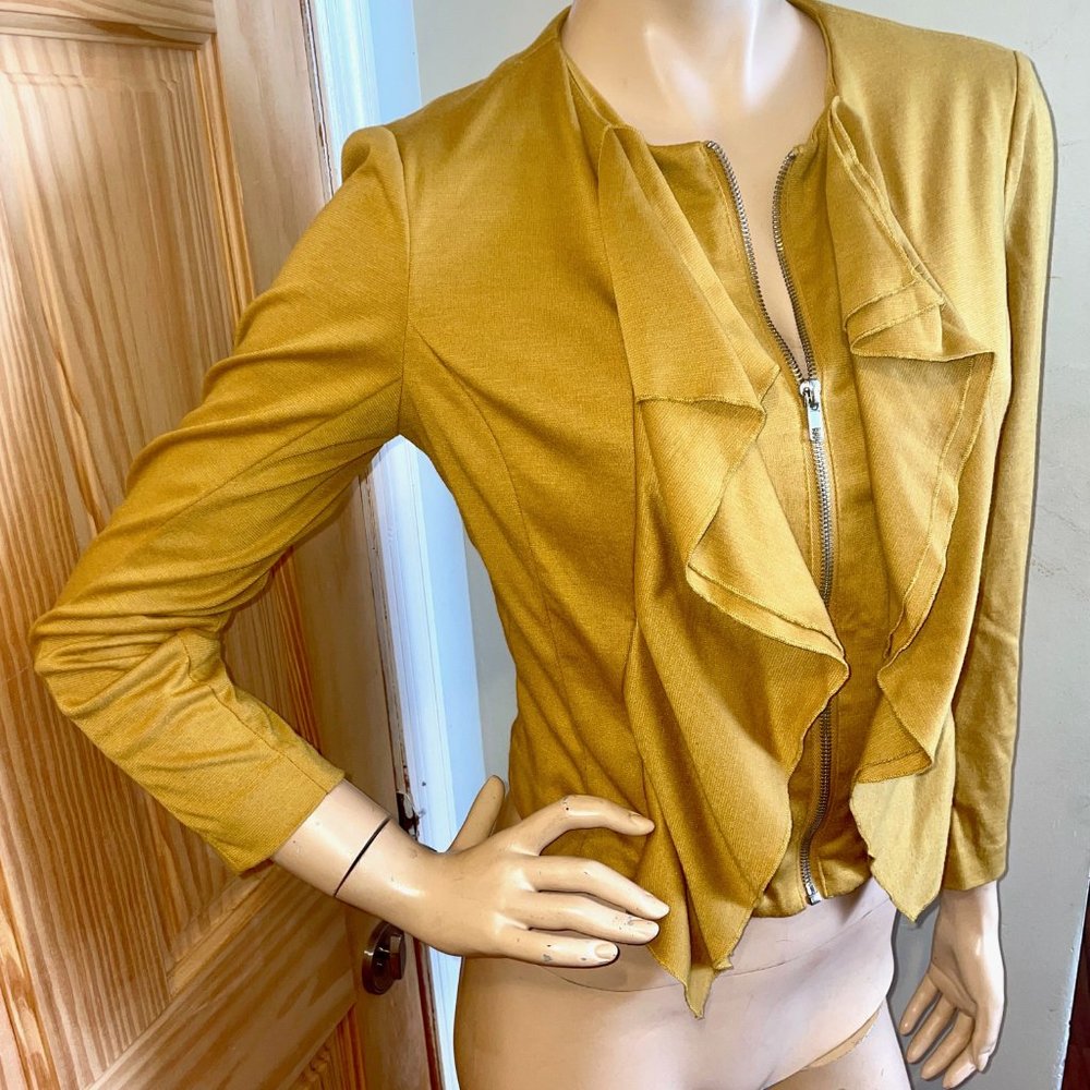Sunny Leigh Ruffle Zip Sweater Blazer Jacket